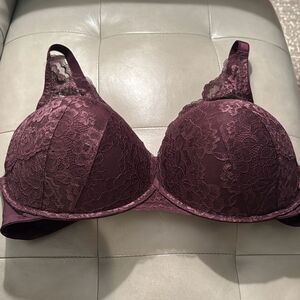 Torrid Push-Up Bra Plunge Lace Grape Purple 46DDD NWT